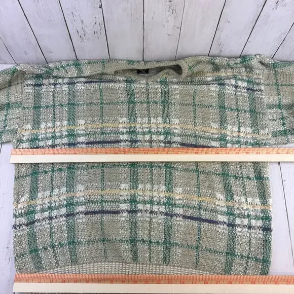 VTG Conte di Milano Green Plaid V-Neck Sweater Cosby Grandpa Italy Size Large - Picture 11 of 13